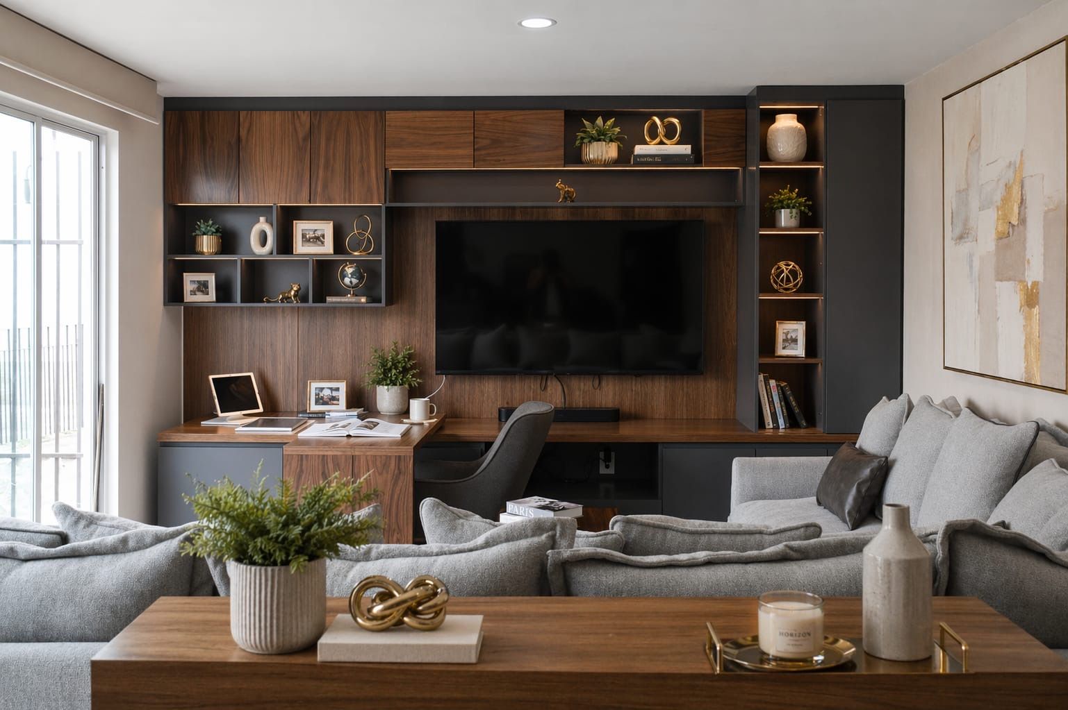 Mueble de televisión con escritorio