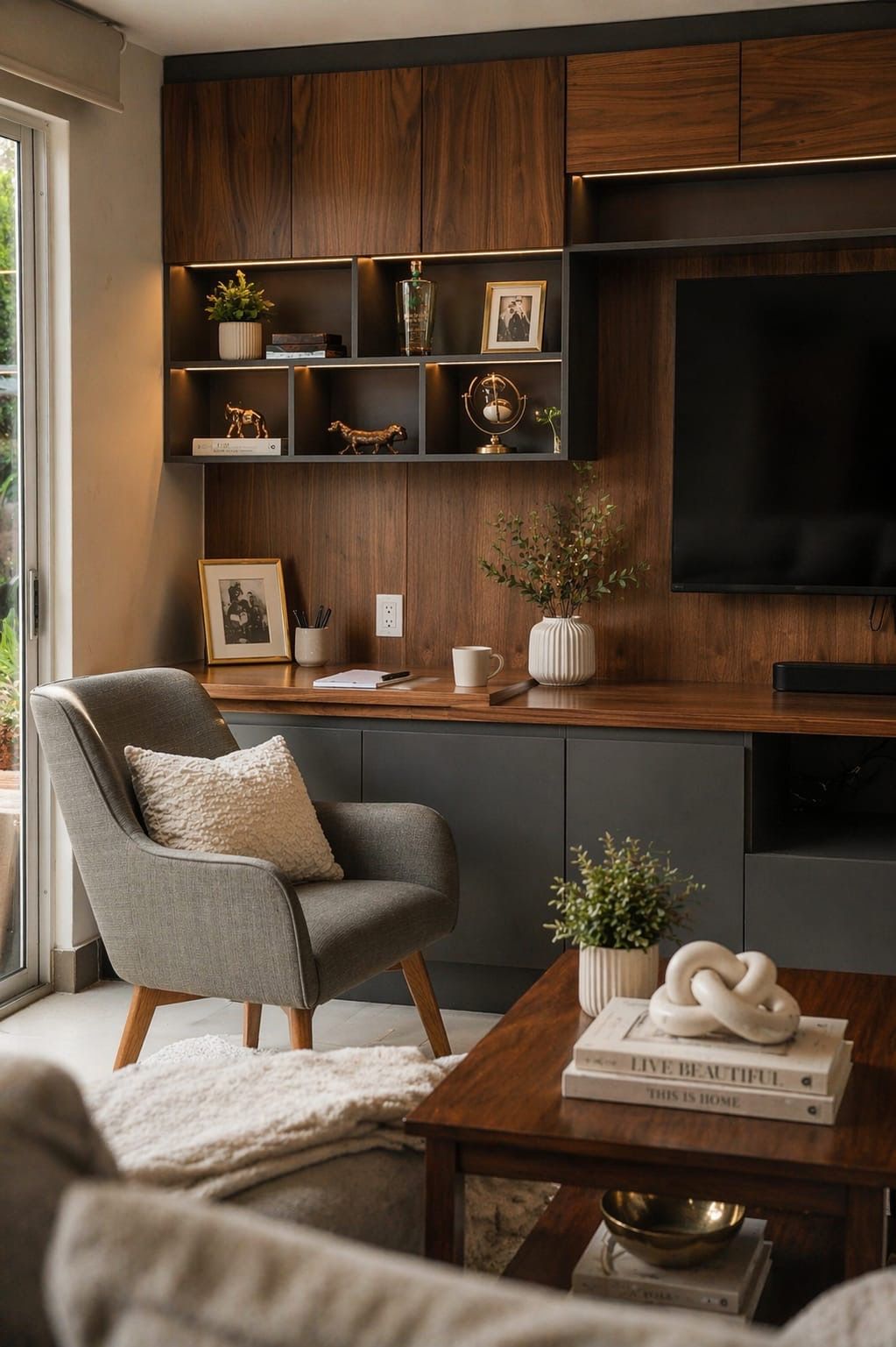 Mueble de televisión con escritorio