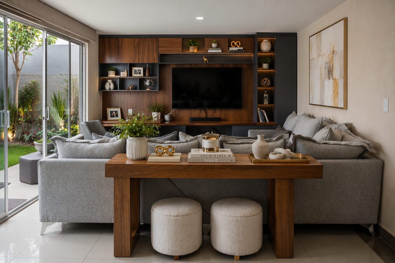 Mueble de televisión con escritorio